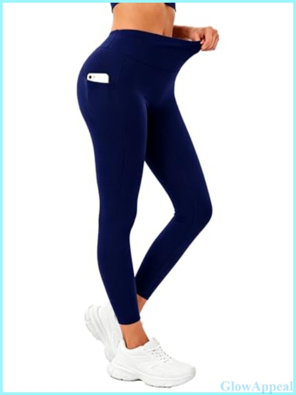 High-Waisted Tummy Control Leggings with Pockets - 7/8 Ankle Length